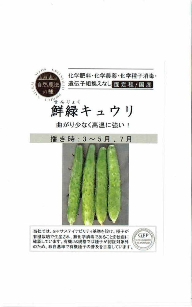 有機種子】 「鮮緑キュウリ」のタネ 約8粒 | 【野菜のタネ・タネいも