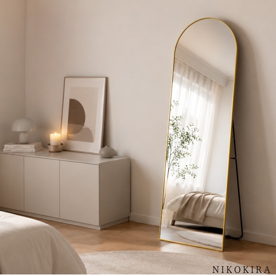 アーチミラー 全身鏡 姿見 スタンドミラー 壁掛け 2WAY 160cm×50cm
