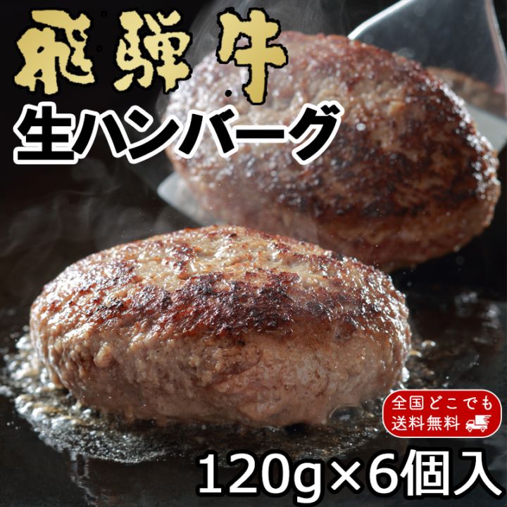 飛騨牛 生ハンバーグ 120g×6個 まとめ買い ギフト 黒毛和牛 冷凍 お取り寄せ