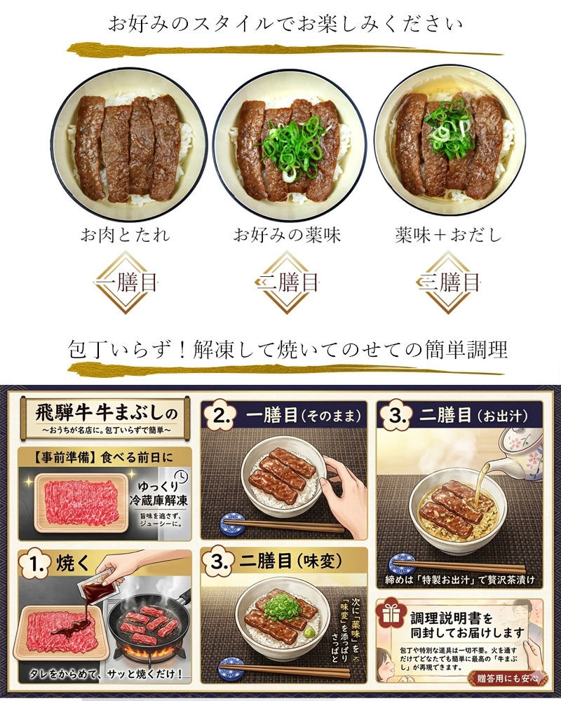 飛騨牛 牛まぶし キット 2人前 岐阜名物 ひつまぶし 出汁 タレ付 ギフト 御祝