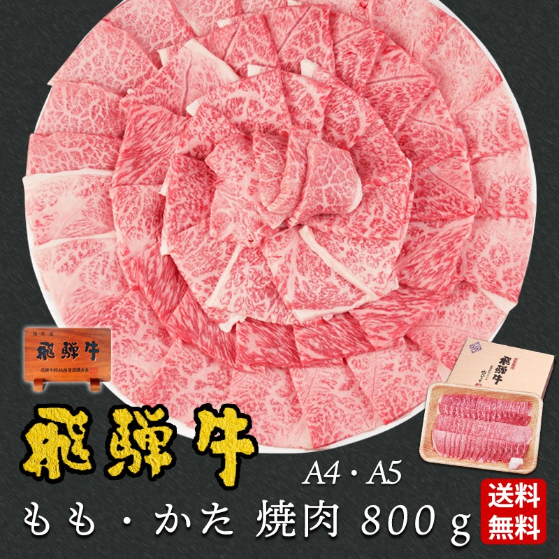 【ぽっきり】飛騨牛もも・かた肉焼肉800g 化粧箱入　お祝いなどのご進物・贈答品に 冷凍