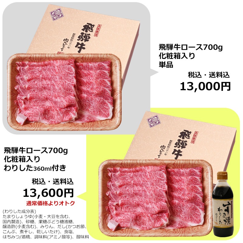 【～6/30までお中元早割10％オフクーポン対象】【ぽっきり】飛騨牛ロース肉 すき焼き用 700g 化粧箱入　お祝いなどのご進物・贈答品に