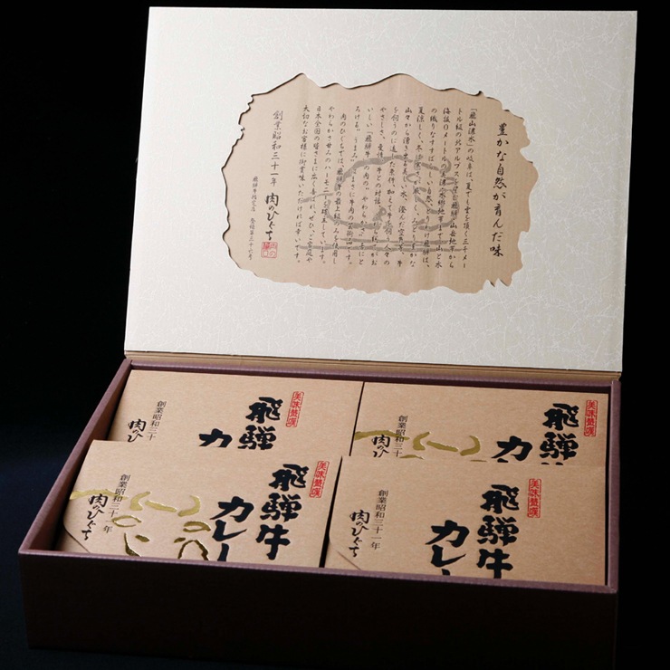 飛騨牛 カレーギフト 220g×4箱 化粧箱入 送料無料 内祝 肉 黒毛和牛 ブランド牛 牛肉 和牛 カレー 進物 プレゼント ギフト プチギフト 景品 レトルト 食べ物 ひぐちのギフト お取り寄せグルメ