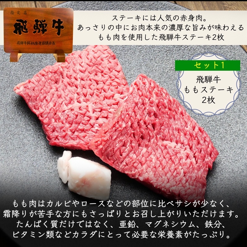 飛騨牛ステーキ100g×2枚+飛騨牛煮込みハンバーグ×2個  化粧箱入り いつもありがとう 日頃の感謝の贈り物に