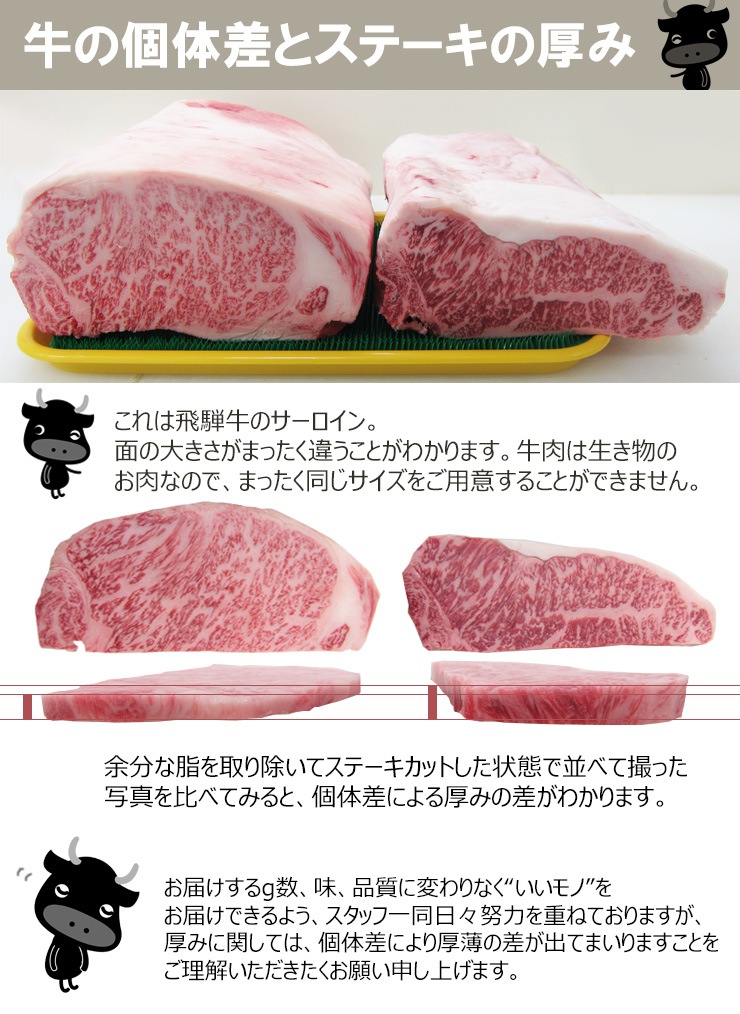肉のひぐち厳選 飛騨牛 ステーキ3種食べ比べセット 化粧箱入　お祝いなどのご進物・贈答品に