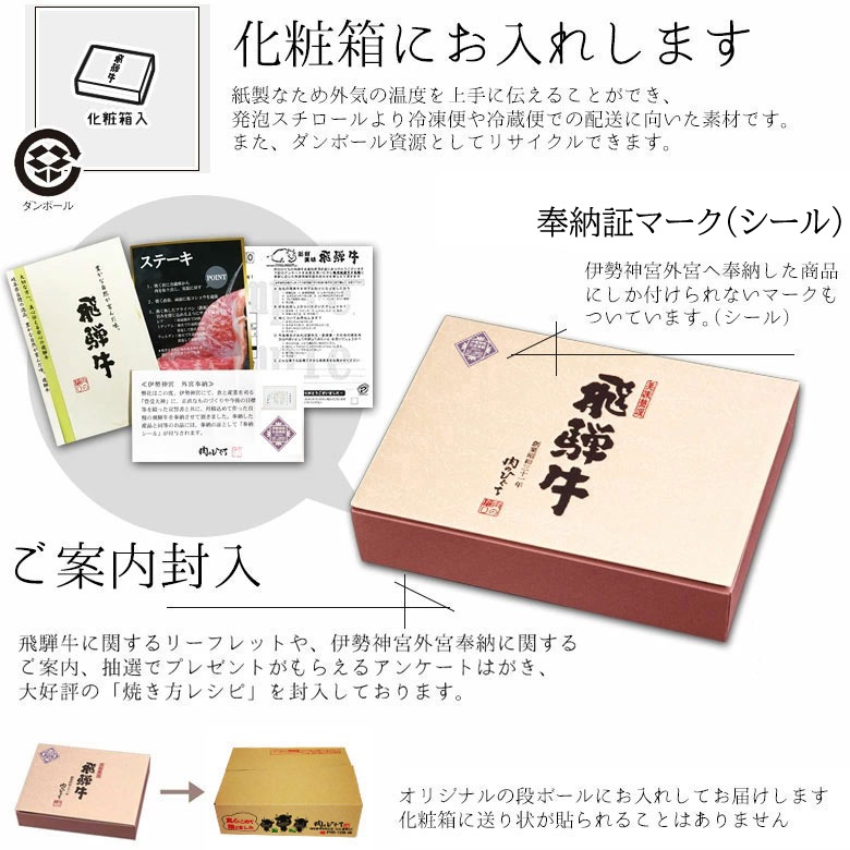 肉のひぐち厳選 飛騨牛 ステーキ3種食べ比べセット 化粧箱入　お祝いなどのご進物・贈答品に