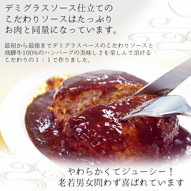 飛騨牛 2種のハンバーグセット 生ハンバーグ×2個・煮込みハンバーグ×2個 まとめ買い