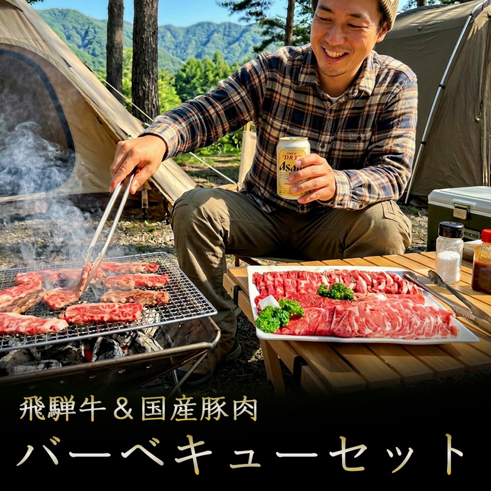【送料無料】バーベキューセット 1kg(4~5人前)飛騨牛2種&国産豚肉2種 食べ比べ 焼肉 BBQ 肉セット ギフト