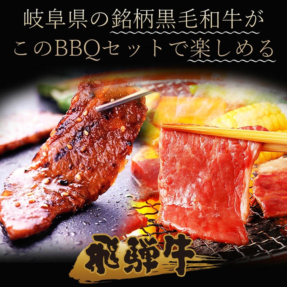 【送料無料】バーベキューセット 1kg(4~5人前)飛騨牛2種&国産豚肉2種 食べ比べ 焼肉 BBQ 肉セット ギフト