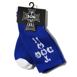 Dogtown Skateboards (ドッグタウン) ソックス 靴下 DT Cross Letters Crew Socks (One Pair) Blue×White|D|ブランド別