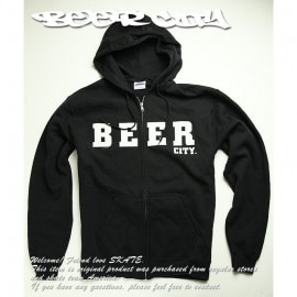 BEER CITY (ӥƥ) ѡ BEER zipped hoodie Black