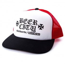 Beer City (ӥƥ) å奭å Iron Cross Mesh Trucker Hat White/Red/Black