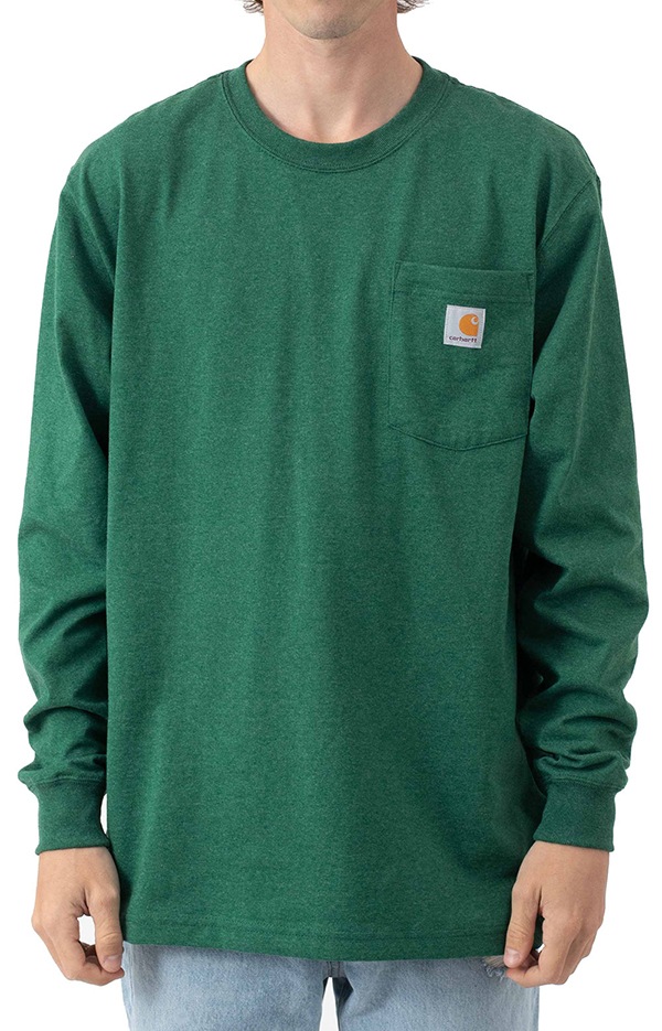 Carhartt (カーハート) ロンT ロングTシャツ 長袖 (K126) L/S Workwear Pocket Shirt North  Woods Heather-NINJA X