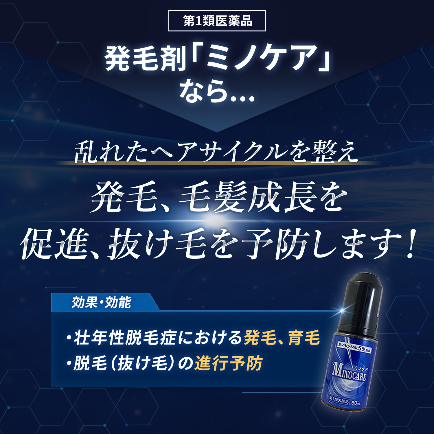 【第1類医薬品】ミノケア 6本セット 180日分 60ml | 発毛剤 育毛剤 ミノキシジル 国内最大濃度 5% 壮年性脱毛症 日本製