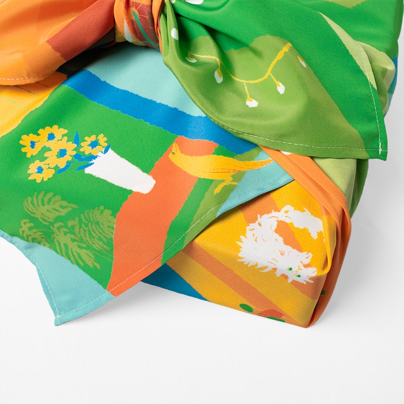 特別価格】『オオハシの楽園』（平織96cm） | 超撥水風呂敷『ながれ