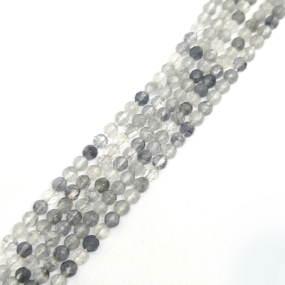 シルバークォーツ キラキラカット 4mm 【連売り】 天然石ビーズ