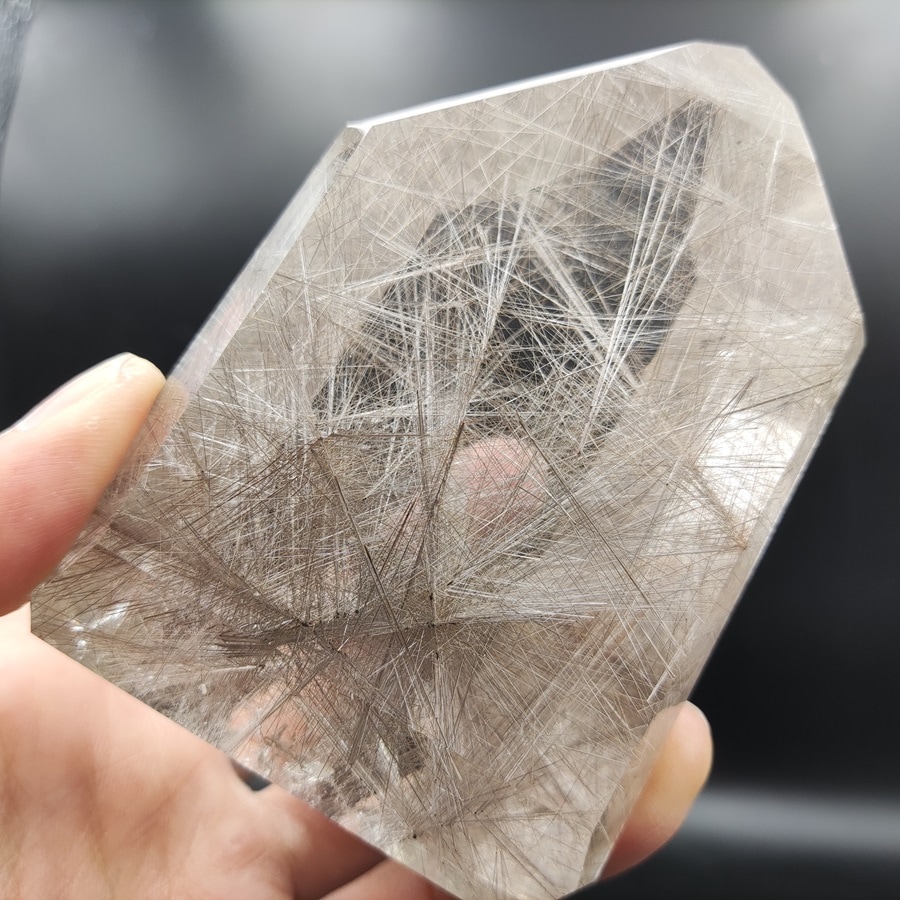 高級シルバールチルクォーツ ポリッシュ 置物 磨き石 321g 店頭同時