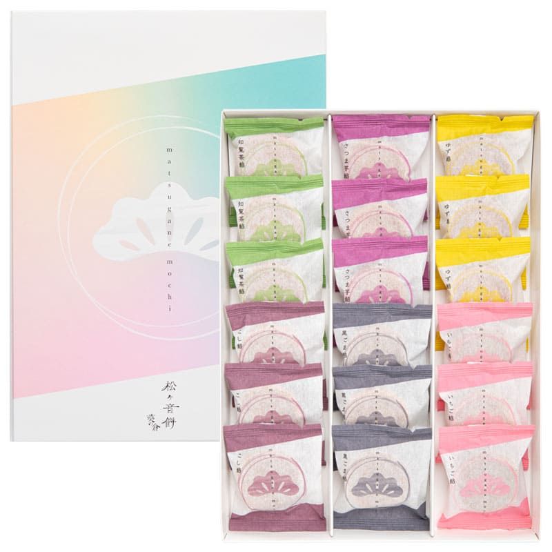 松ヶ音餅〈季節限定：ゆず餡・知覧茶餡・さつま芋餡〉(6種類18個入) 草加葵