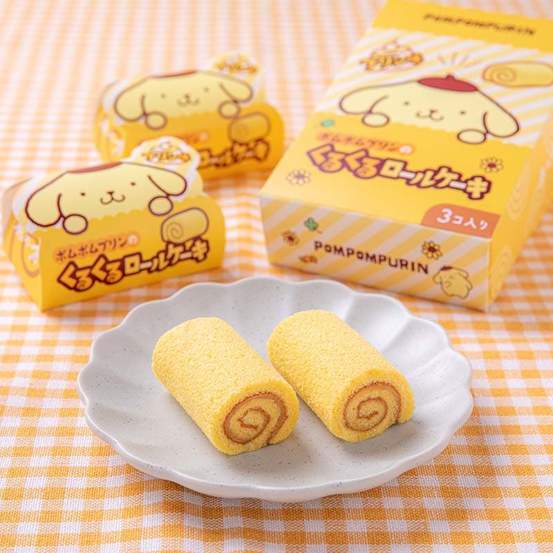 サンリオコラボ商品／ ポムポムプリンのくるくるロールケーキ（3個