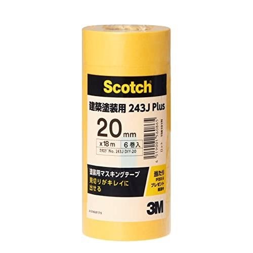 3M(スリーエム)  Scocth(スコッチ) 塗装用マスキングテープ 建築塗装用 243J Plus 20mmX18m 6巻入り