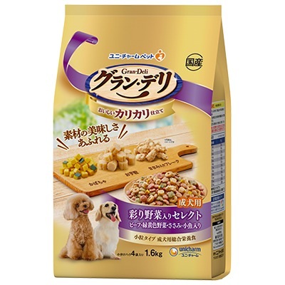 ユニチャーム　グラン・デリ　カリカリ仕立て　成犬用　彩り野菜入りセレクト　1．6ｋｇ【ｍ特】