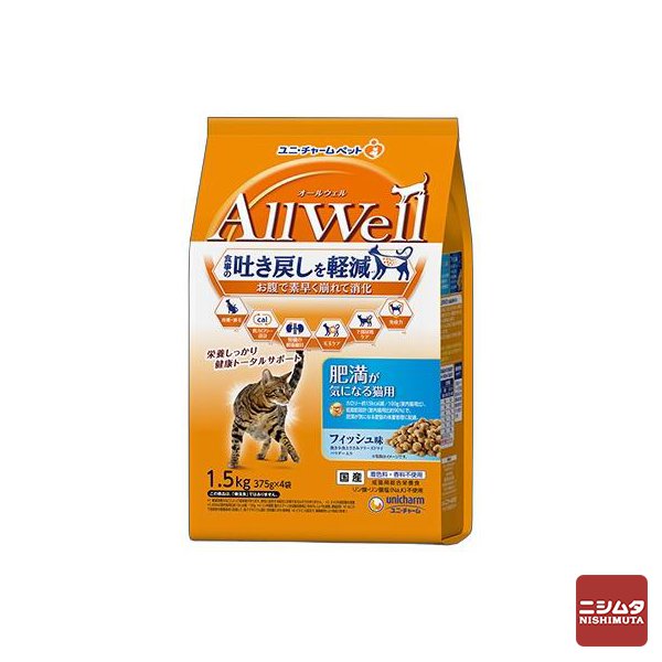 ユニチャーム　ＡｌｌＷｅｌｌ　 フィッシュ味挽き小魚とささみフリーズドライパウダー 　1．5ｋｇ