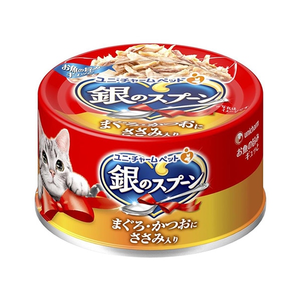 ユニ・チャーム 猫缶 キャットフード 銀のスプーン 缶 まぐろ・かつお