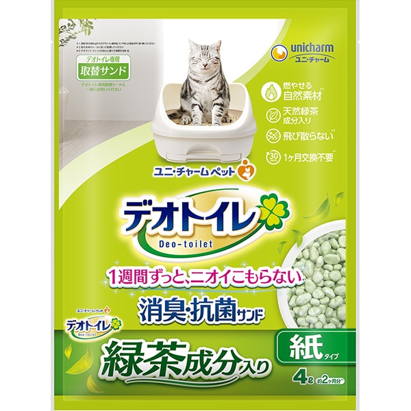 ユニチャーム　デオトイレ　緑茶成分入り消臭・抗菌サンド　紙タイプ　4Ｌ