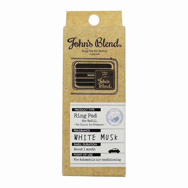 【ネコポス対応】ジョンズブレンド　クリップオンエアーフレッシュナー　芳香剤詰替え　ホワイトムスク