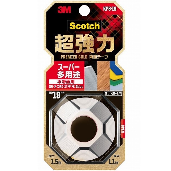 Scotch(スコッチ) 3M(スリーエム)　超強力両面テープ　スーパー多用途　幅19mm長さ1.5m　　ＫＰＳ－19　　