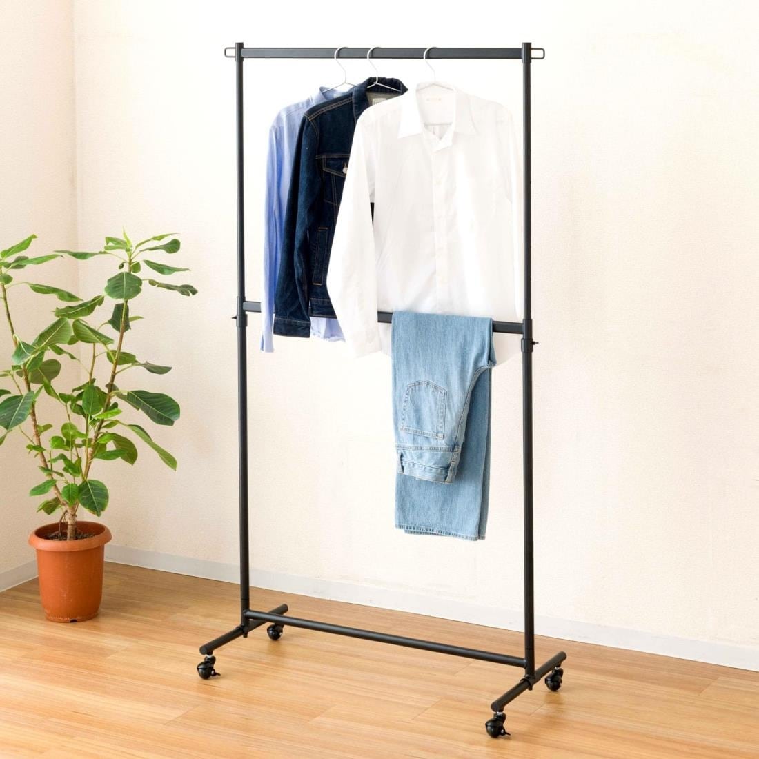 ドウシシャ  高耐荷重インテリアハンガー2段式　LIH2-100BK