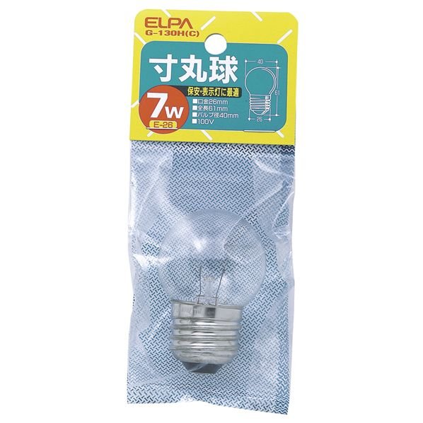 エルパ 寸丸球 7W クリア G-130H(C)