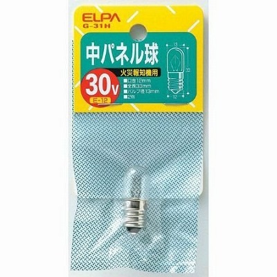 朝日電器 中パネル球 30V 2W E12 クリア G-31H