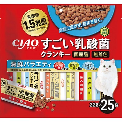 いなば　ペットフード　CIAO　すごい乳酸菌クランキー　海鮮バラエティ　22g×25袋入