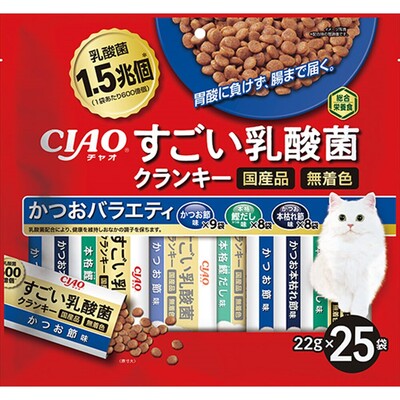 いなば　ペットフード　CIAO　すごい乳酸菌クランキー　かつおバラエティ　22g×25袋入