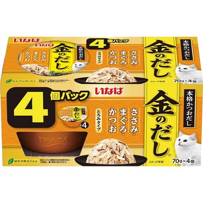 いなば　金のだしカップ　4P　ささみ・まぐろ・かつお　70g＊4P
