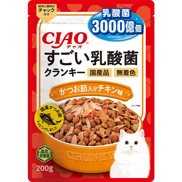 いなば CIAO チャオ すごい乳酸菌 クランキー かつお節入り チキン味 200g