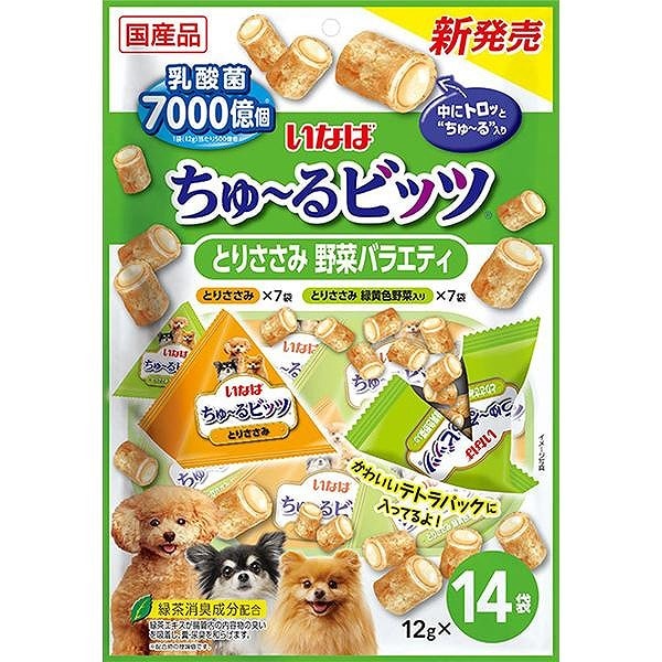 いなば ペットフード ちゅ~るビッツ とりささみ野菜バラエティ 12g×14本