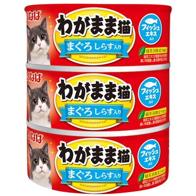 いなば　猫缶　キャットフード　わがまま猫　まぐろ　しらす入り　140g×3缶