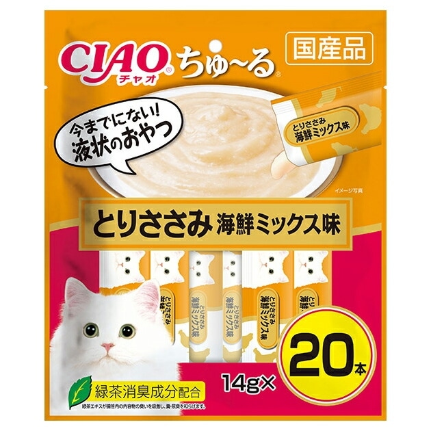 CIAO 水分補給とりささみ海鮮ミックス味 20本入り✕20パック400本 CIAO ちゅ～る 水分補給 とりささみ 海鮮ミックス味 20本入り