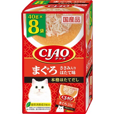 いなば　CIAOパウチ　まぐろ　ささみ入り　ほたて味　40g×8個パック　