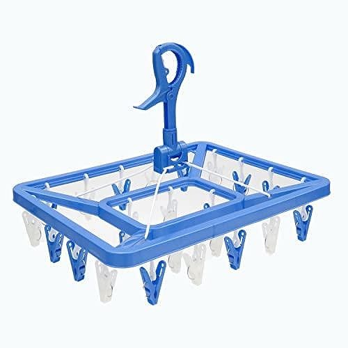 東和産業 物干し 洗濯 角ハンガー ピンチ24個付 ブルー