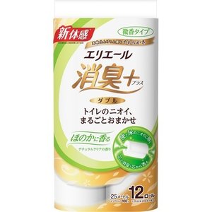 トイレットペーパー　エリエール 消臭+ トイレットティシュー ダブル ( 12ロール )