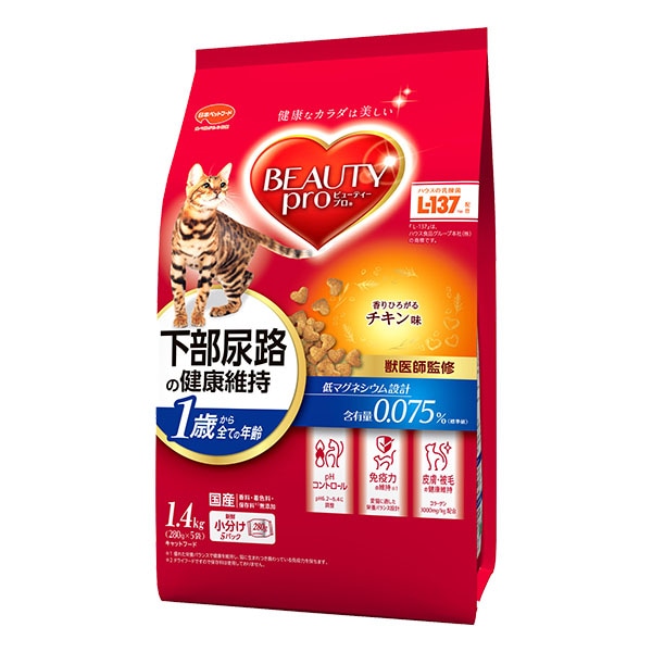 日本ペットフード ビューティープロ キャット 猫下部尿路の健康維持 1歳から チキン味 1.4kg 280g×5袋