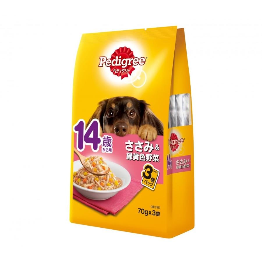 マースジャパン ペディグリー パウチ 3P 14歳から ささみ＆緑黄色野菜 70g×3P