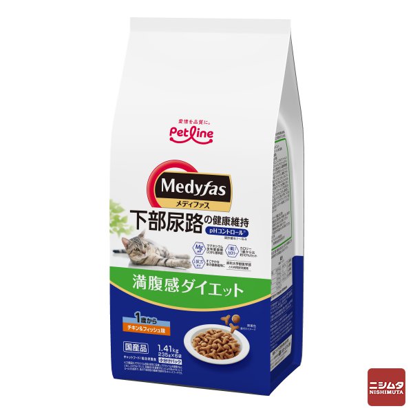 ペットライン　メディファス　満腹感ダイエット　1歳から　チキン＆フィッシュ味 1.41kg（235g×6）
