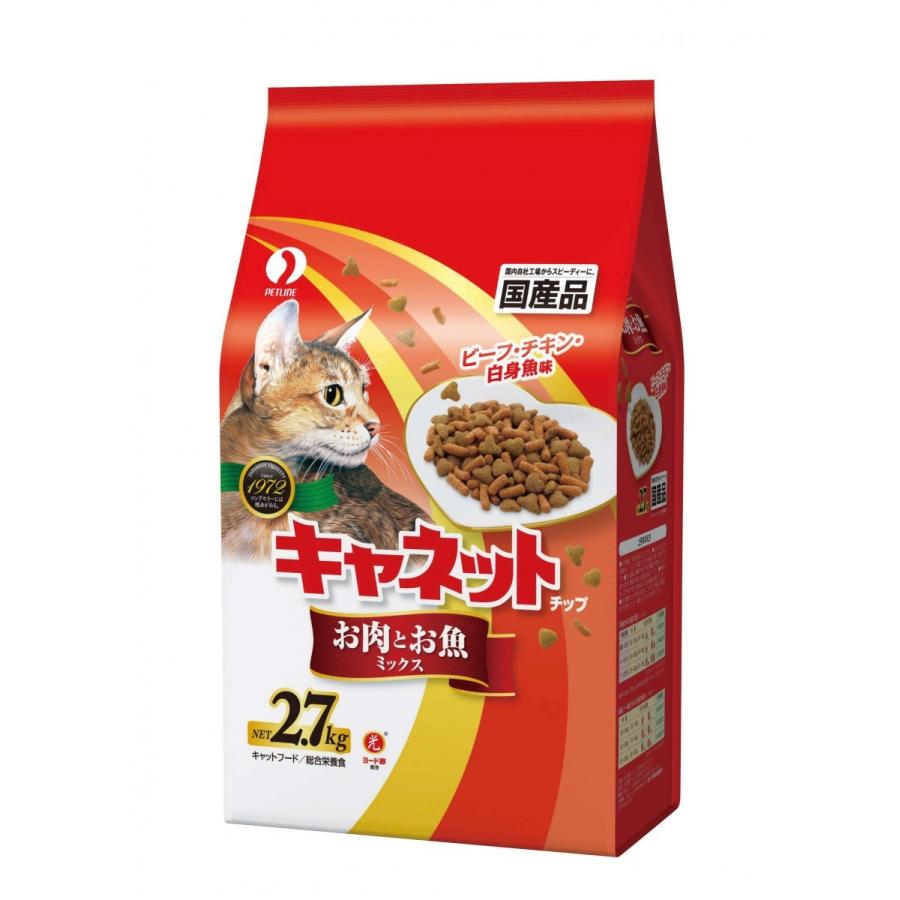 GRANDS ドライキャットフード 500g✖️6袋 ペットライン キャネット チップ お肉とお魚ミックス 2．7kg