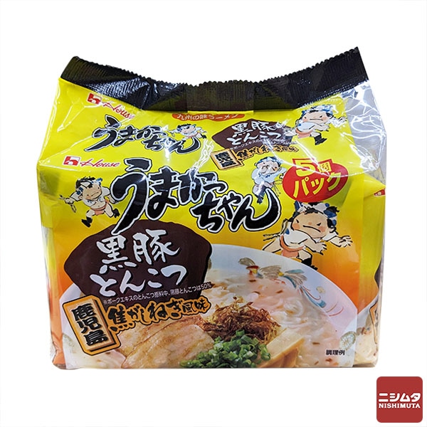ハウス食品 うまかっちゃん 黒豚とんこつ 鹿児島焦がしねぎ風味 5食入り九州の味 インスタントラーメン