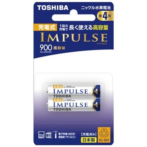 東芝(TOSHIBA)  ニッケル水素電池 充電式IMPULSE  2本 TNH-4AH2P