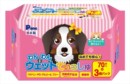 第一衛材 P.one わんわんウェットてぃっしゅ 70枚×3Ｐ　PWT-715